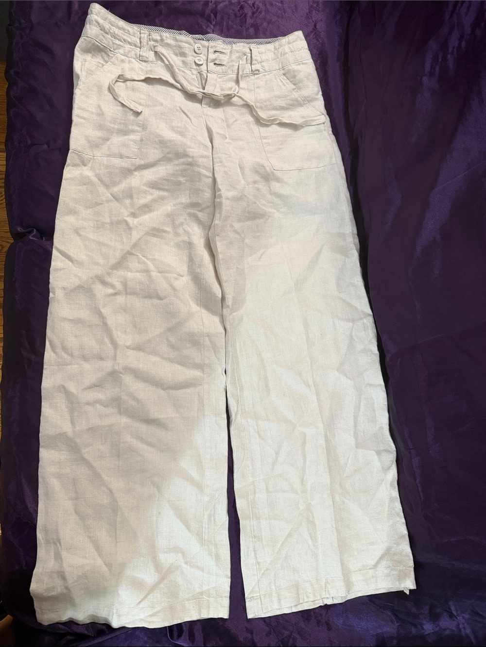 Love Tree Men's Cream Drawstring Linen-Blend Chinos